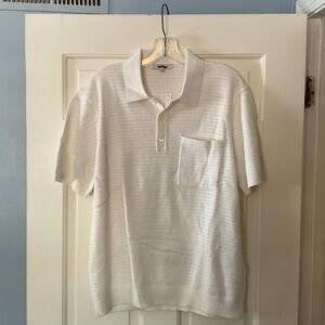 Madewell Pointelle Stitch Sweater Polo Salt White Short Sleeve Men’s Size M NWT